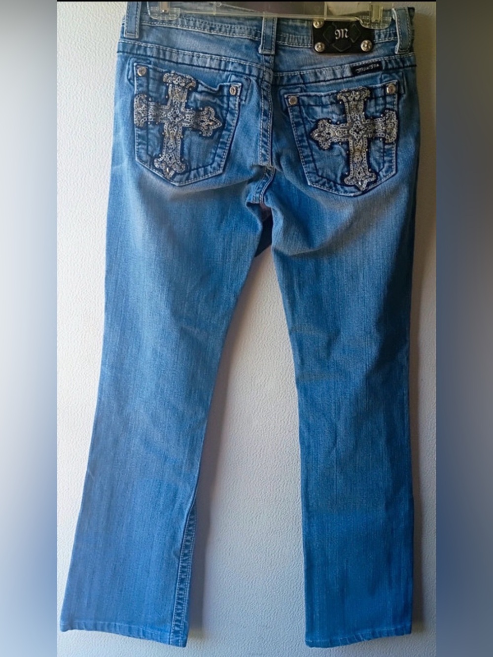 Miss Me Boot Cut Cross Embellished Jeans Waist 29